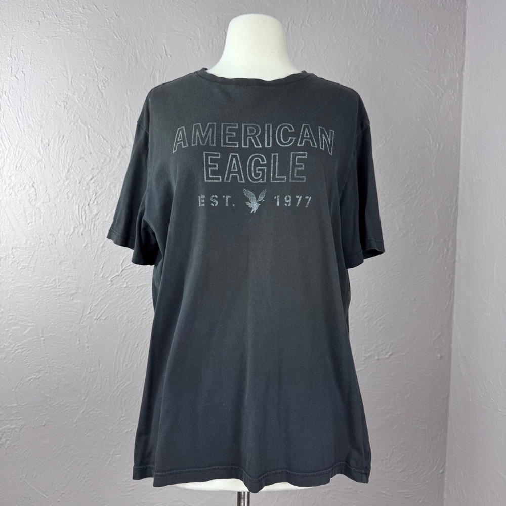 Large Black American Eagly Super Soft Tee Shirt Beachy Summer Casual Comfy